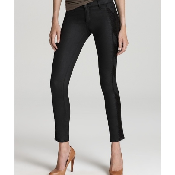 NEW!‎ Rag & Bone Raja Shoreditch Embroidered Black Coated Jeans 27 - Picture 2 of 5